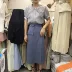 33 ba 2019 đầm mùa hè cổ tròn màu rắn ren ngắn tay áo voan đơn ngực - Áo sơ mi chiffon ren Áo sơ mi chiffon ren