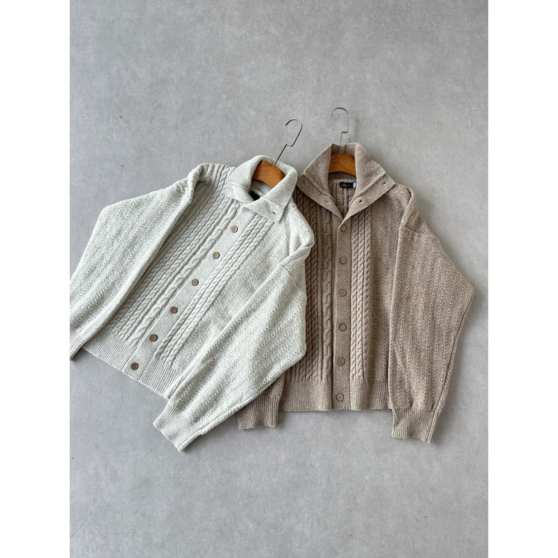 H1C Asymmetric Cable Knit* Wool Blend Turtleneck Sweater Textured Design/Elegant Atmosphere/Wooden Buttons