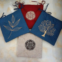 New Chinese Cushion Embroidered Dining Chair Cushion Summer Cool Thin Non-slip Ring Chair Cushion Linen Embroidery Office Cushion Customizable