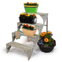 Florist Shelves Solid Wood Flower Shelf Multilayer Ladder Display Booth Multi Meat Flowers Retro Made Old Terrace Garden Room