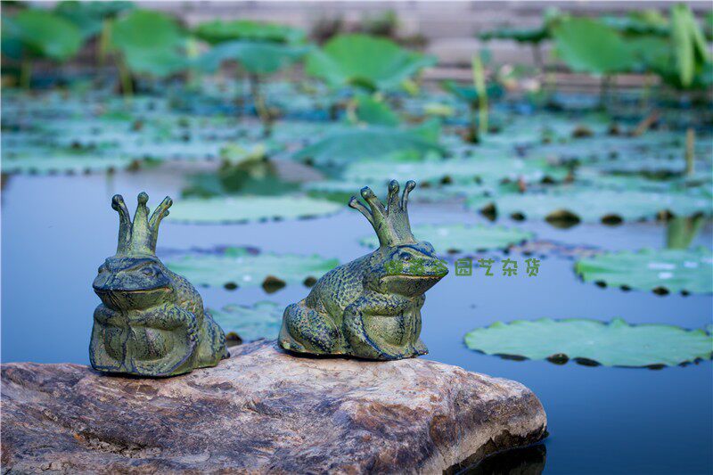 Outdoor garden waterscape decoration ornaments wrought iron groceries cast iron crown frog prince retro old water fairy tale