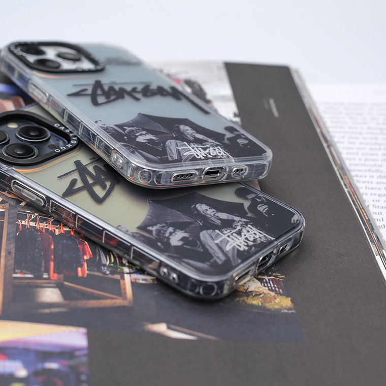 Stussy Black & White Logo Pink Gradient iPhone Case