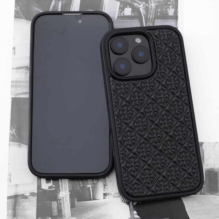 Chrome Hearts Embossed Geometric Pattern Synthetic Leather iPhone Case