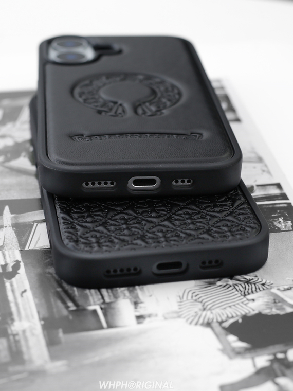 Chrome Hearts Embossed Geometric Pattern Synthetic Leather iPhone Case
