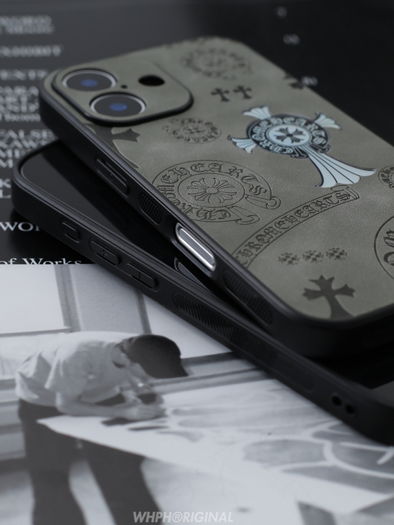 Chrome Hearts Grey Black Cross iPhone Case