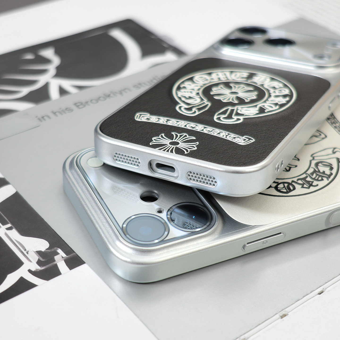 Chrome Hearts MagSafe Cross Emblem Black White iPhone Case