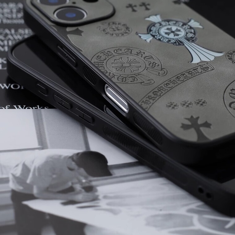 Chrome Hearts Grey Black Cross iPhone Case