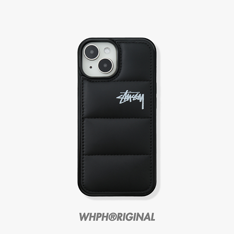 High-End Black down Jacket iPhone 16 Autumn and Winter Phone Case, Anti-Freeze, Suitable for Apple 15 Plus, Fashionable New Soft Case, 14 Pro Max Personalized Protective Case, 13 Simple 17 Protective Case