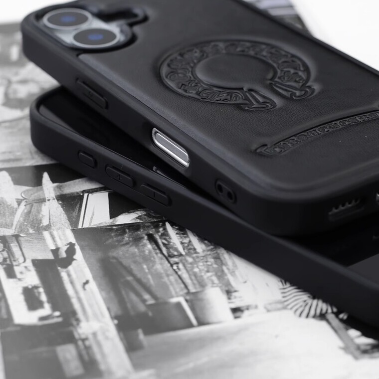Chrome Hearts Embossed Geometric Pattern Synthetic Leather iPhone Case