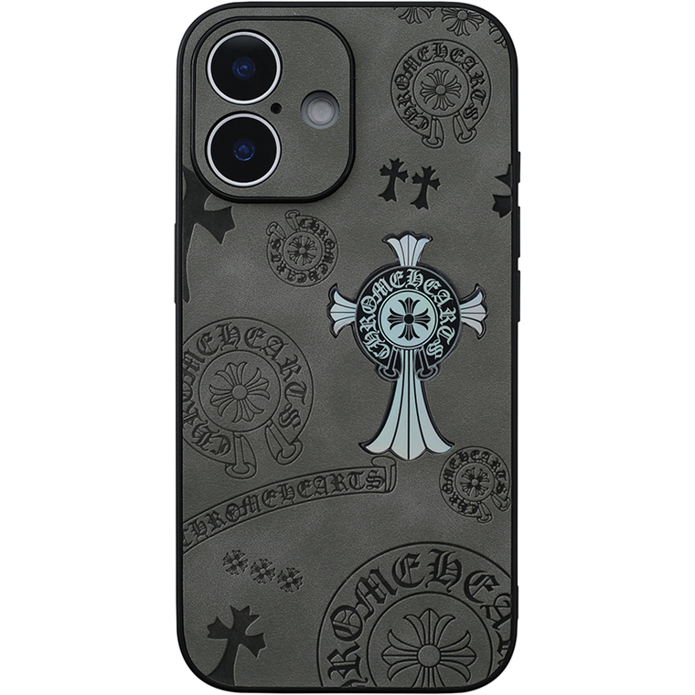 Chrome Hearts Grey Black Cross iPhone Case