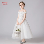 Cô gái công chúa váy fluffy sợi dài trẻ em cao cấp váy trắng cô gái nhỏ hoa sinh nhật catwalk hiệu suất - Váy trẻ em