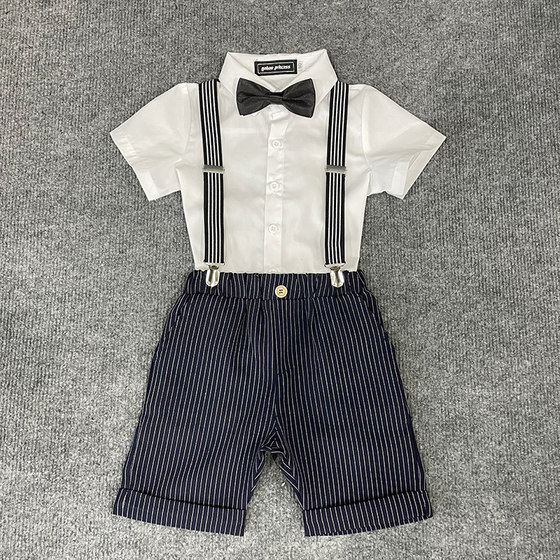 Children's little presenter's first birthday dress boy's British suit Western overalls shirt flower girl suit