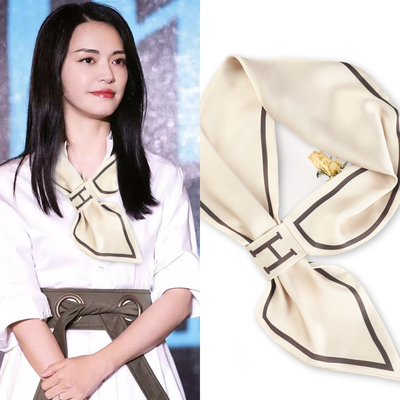 上海故事夏季薄款布扣小长条尖角丝巾