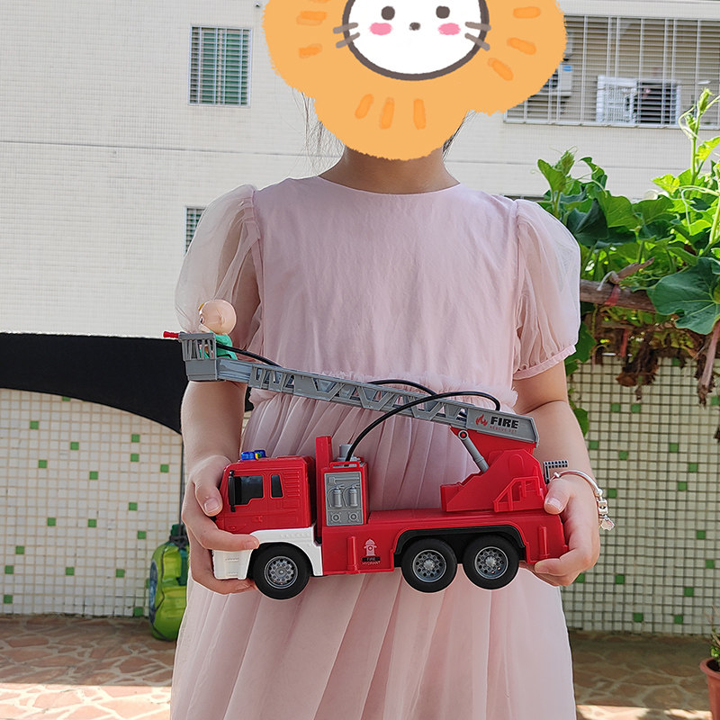 Children's large number fire toy car able to spray water firefighters to rescue the fire clouds ladders boy Inertial Car Model Girl