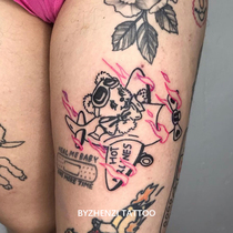 Hazelnut shop ins cartoon bear plane dark durable waterproof tattoo sticker wrist flower arm cute girl
