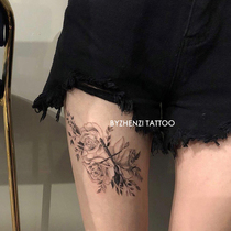 BYZHENZI Hazelnut Honpo flower arm rose dagger sword half arm black and white thigh waterproof tattoo sticker