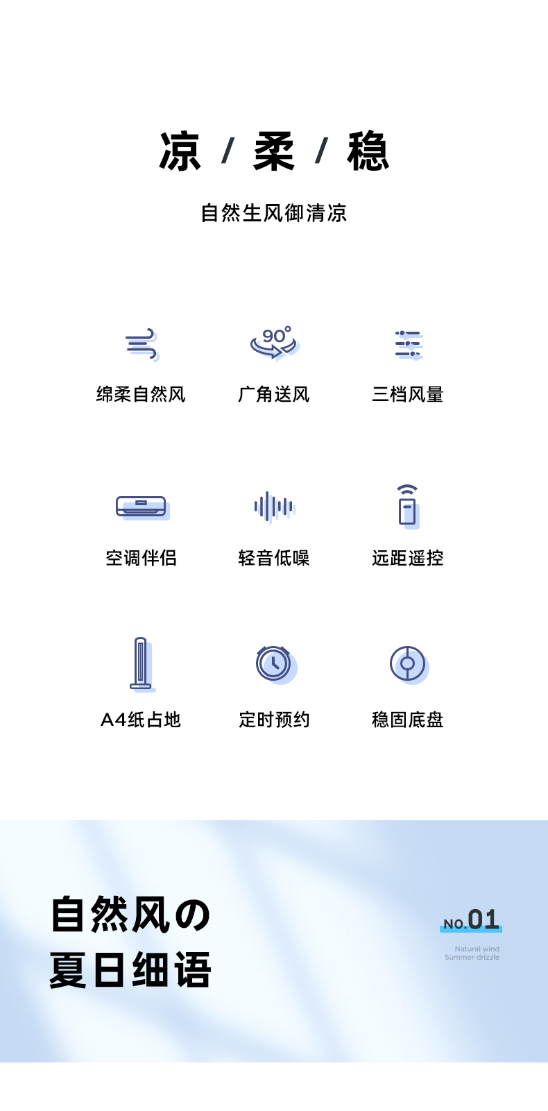 TCL 无叶塔扇 电风扇 切风细腻柔和 久吹不头疼 图2