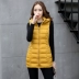 Áo dài nữ 2018 phiên bản Hàn Quốc có mũ có thể tháo rời màu rắn size lớn là áo vest cotton dày mỏng mùa thu và vest mùa đông Áo vest