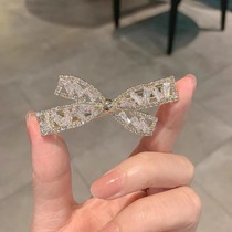 South Korean light and luxurious butterfly knot hair clip side Liu Haiclamping ins net red cross zircons stone duckbill clamp mesh red hair ornent