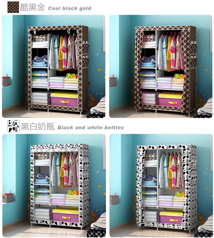 cốt thép vải tủ quần áo dây kéo đậm đóng không gỉ thép lắp ráp tủ quần áo đơn giản vải đúp vải tủ quần áo - Buồng tủ để giày dép