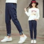 Quần jeans bé gái mới 2018 quần lửng ống rộng trẻ em đại dương 15 tuổi 12 cộng nhung dày cửa hàng quần áo trẻ em