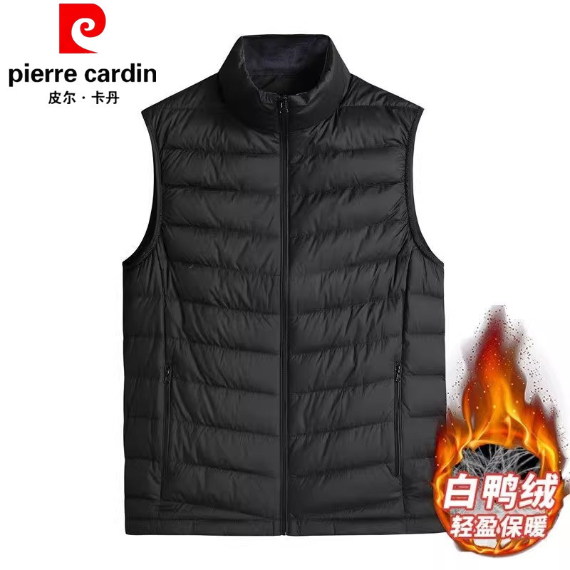 Pierre Cardin 2026 New Large Size Stand-Up Collar Lightweight White Duck down Vest Men's Cold-Proof and Warm Vest Vest
