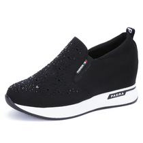 Spring and Autumn old Beijing cloth shoes womens shoes wild breathable loafers thick anti-slip hidden wedge leisure nv dan xie