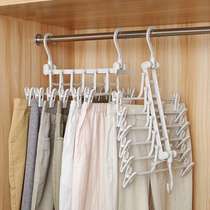 Creative household multi-function magic tanning pants shelf horizontal and vertical dual-use one-hanging six foldable multi-layer 12 clip hanger