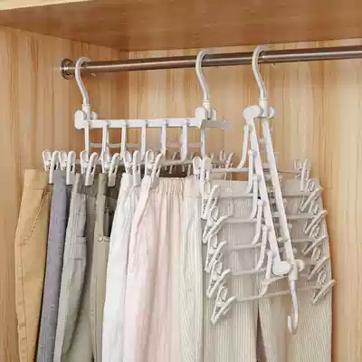 Creative household multi-function magic crotch rack horizontal dual-use one hanging six foldable multi-layer 12 clip hanger