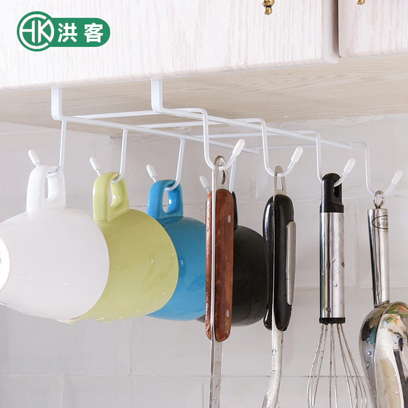 Kitchen creative storage rack hook eight hooks design cabinet top kitchen card clip finishing hook Wrought iron storage shelf