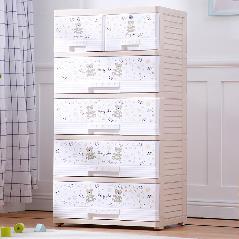 Hongjia children's drawer storage cabinet Baby wardrobe Plastic storage cabinet Multi-functional baby sundries chest of drawers