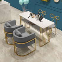 Modern minimalist marble nail table and chair set combination single double nail art table rock slab special economy type