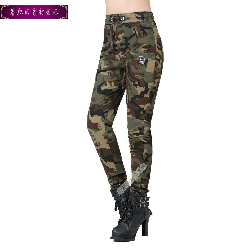 Military pants Camouflage pants Smoke pipe pants Casual pants Women's pants Elastic waist slim pants Pants Camouflage sailor dance pants