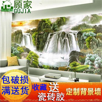 Living room Chinese TV background wall Tile mural landscape landscape Chinese painting art film and television wall tile relief cornucopia