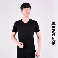 Мужской черный v -neck с коротким рукавом