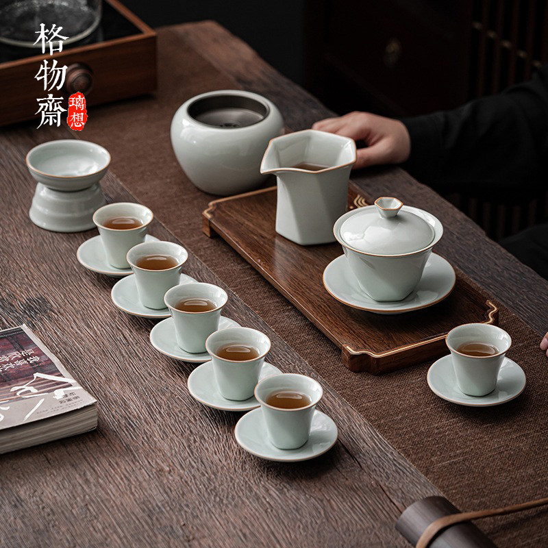 Glue Yu Kung Fu Tea Tool Set Three to Buy a Bowl of Tea Cup Open-up Make Household Tea Tea Device