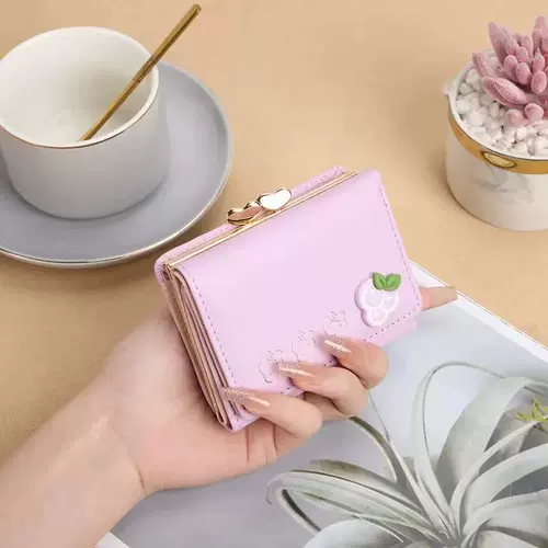 Милый складной полиуретановый мультяшный маленький бумажник, кошелек, в корейском стиле