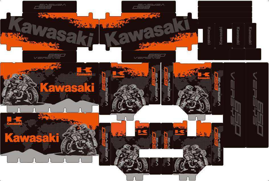 Cloud image decal Kawasaki beast 650 radish three boxes of orange stickers reflective material waterproof sun protection wear-resistant
