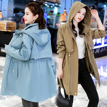 Hooded jacket womens middle-length spring and autumn Joker 2021 New Korean student casual overwear trench coat