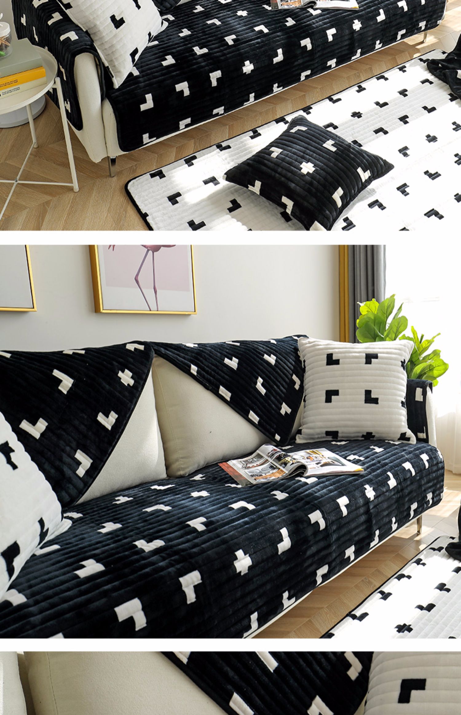 Chim lạnh Bắc Âu hiện đại đệm sofa sang trọng mùa đông chống trượt flannel đệm bốn mùa sofa che lại khăn - Ghế đệm / đệm Sofa thảm trải ghế trường kỷ