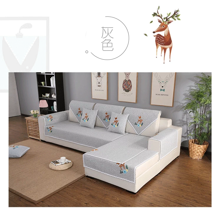 Lạnh chim đệm vải bông và vải lanh bốn mùa phổ biến hiện đại đơn giản chống trượt gỗ đệm sofa bìa khăn - Ghế đệm / đệm Sofa