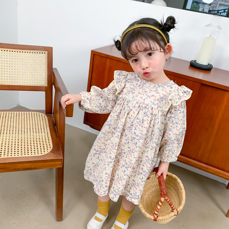2020春装新款女童韩版碎花长袖连衣裙