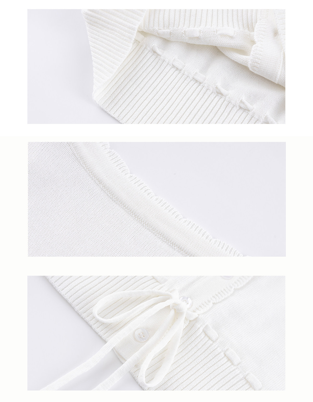 ARISEISM White V-Neck Long-Sleeve Cropped Cardigan