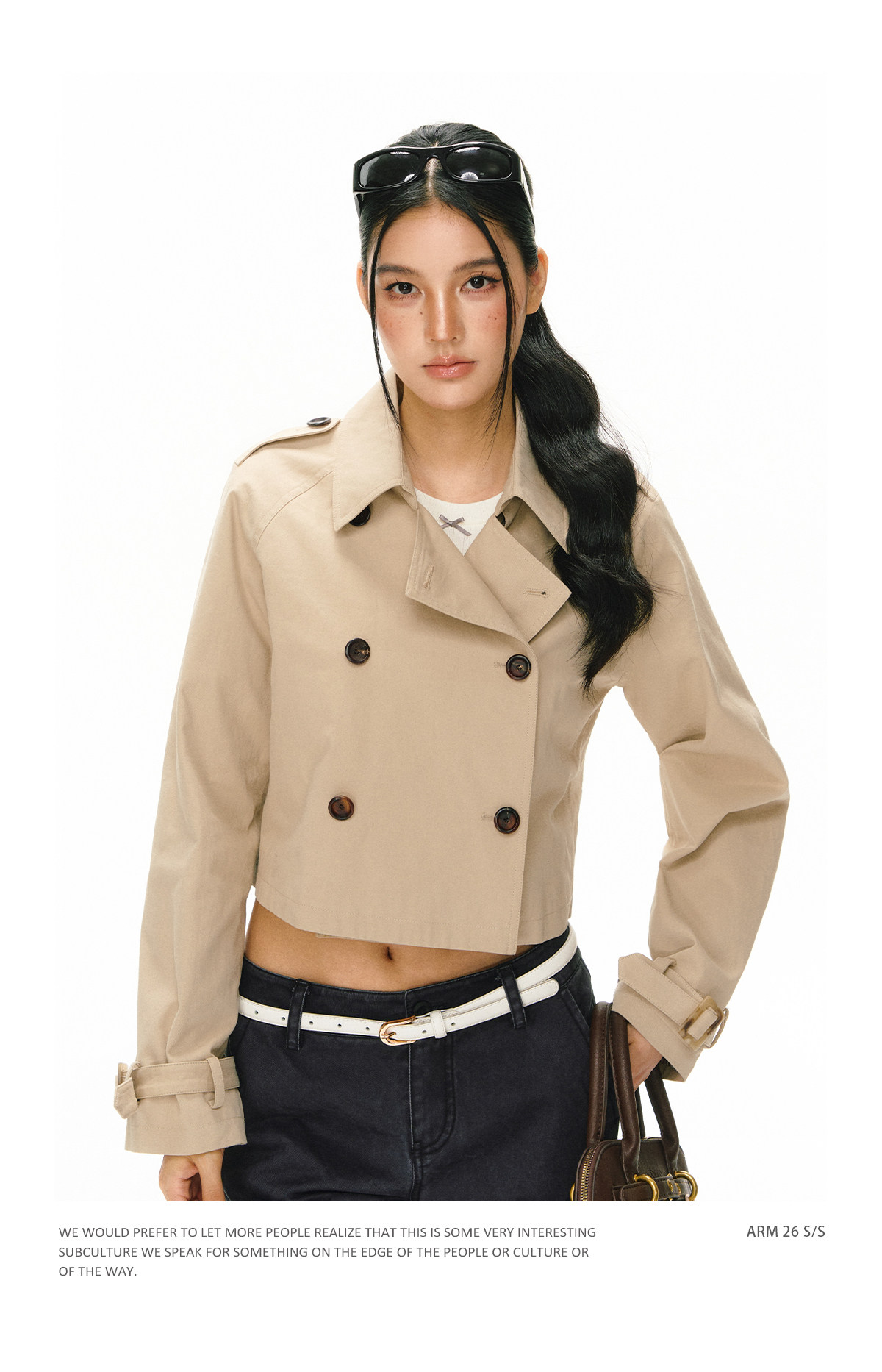 ARISEISM Cropped Khaki Trench Coat