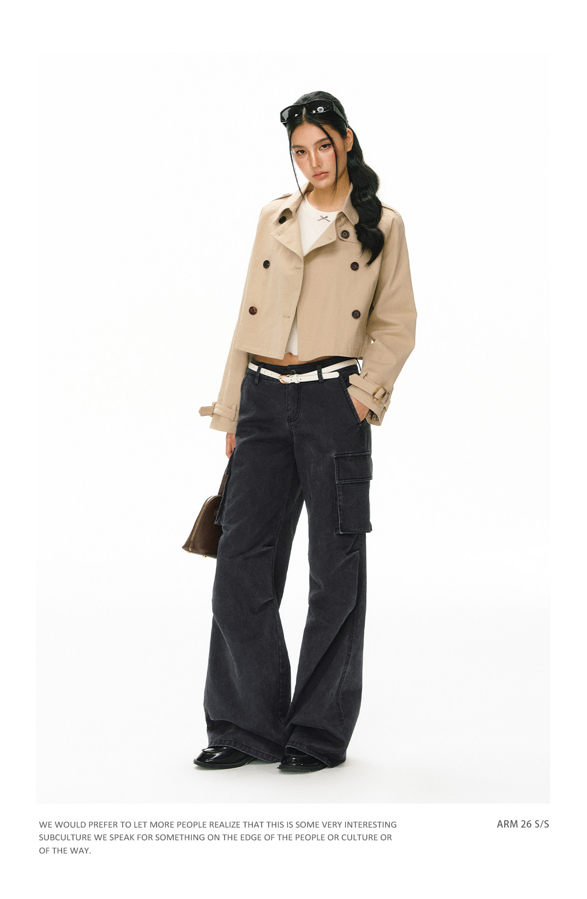 ARISEISM Cropped Khaki Trench Coat