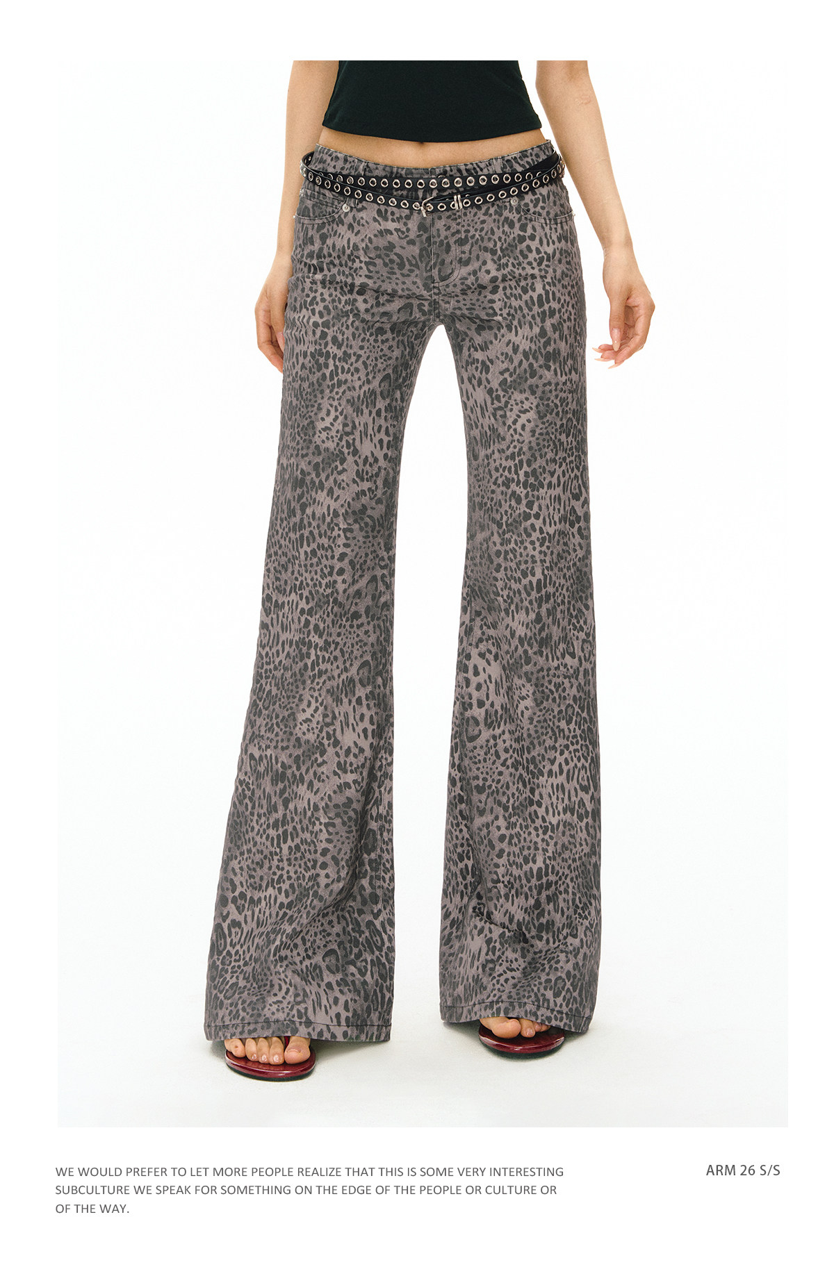 ARISEISM Leopard Print Low-Rise Flare Pants