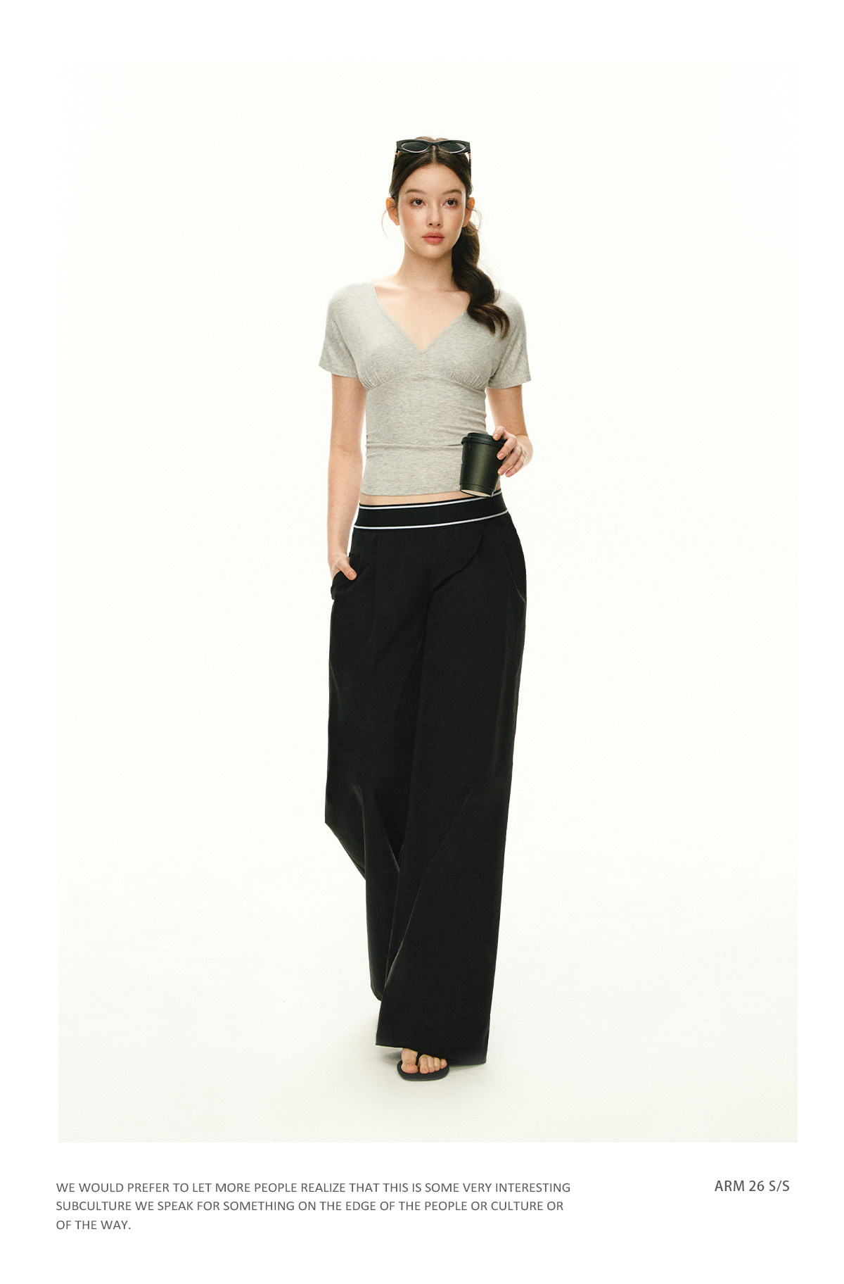 ARISEISM Low-Rise Loose Wide-Leg Trousers