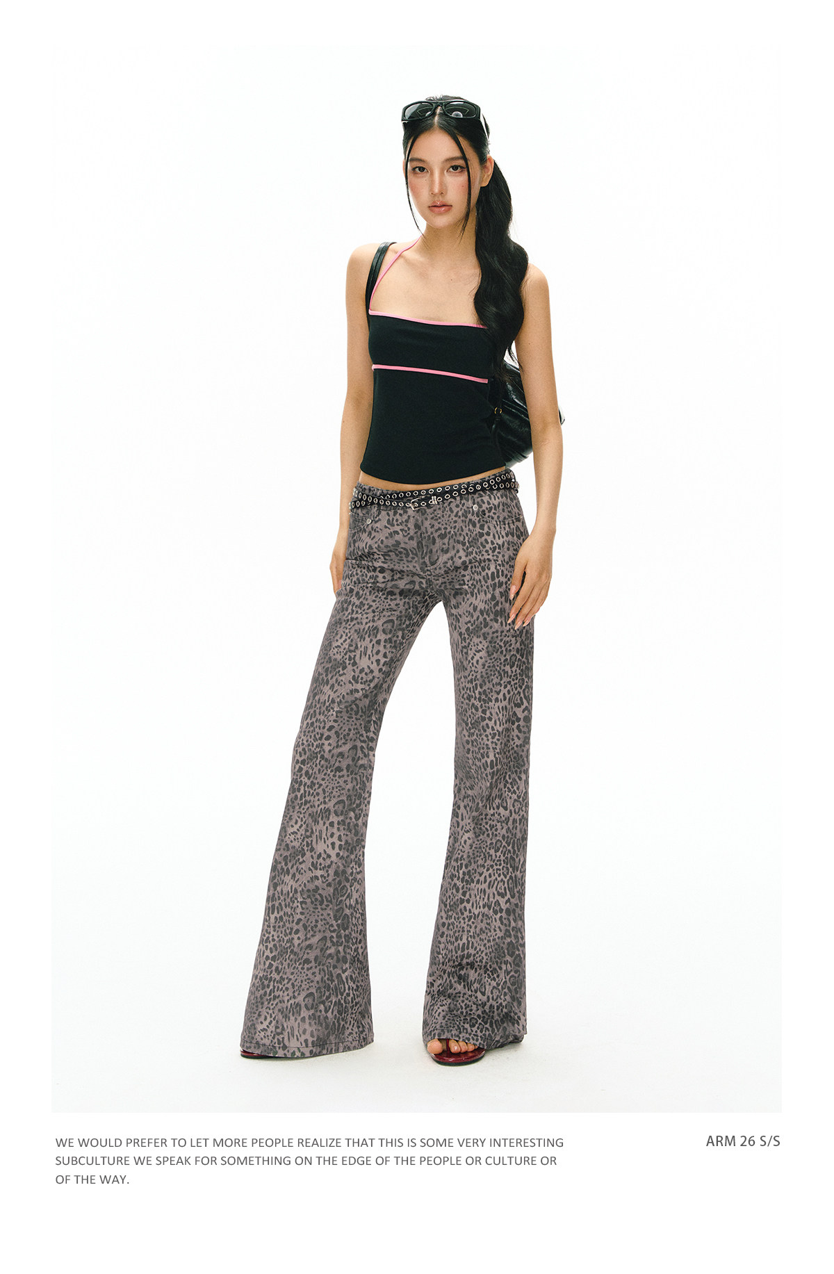 ARISEISM Leopard Print Low-Rise Flare Pants