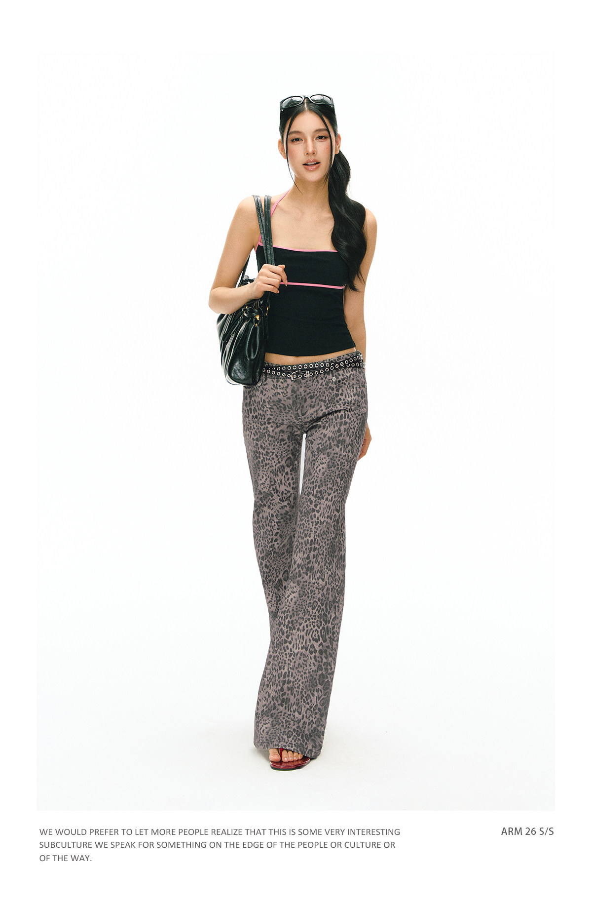 ARISEISM Leopard Print Low-Rise Flare Pants