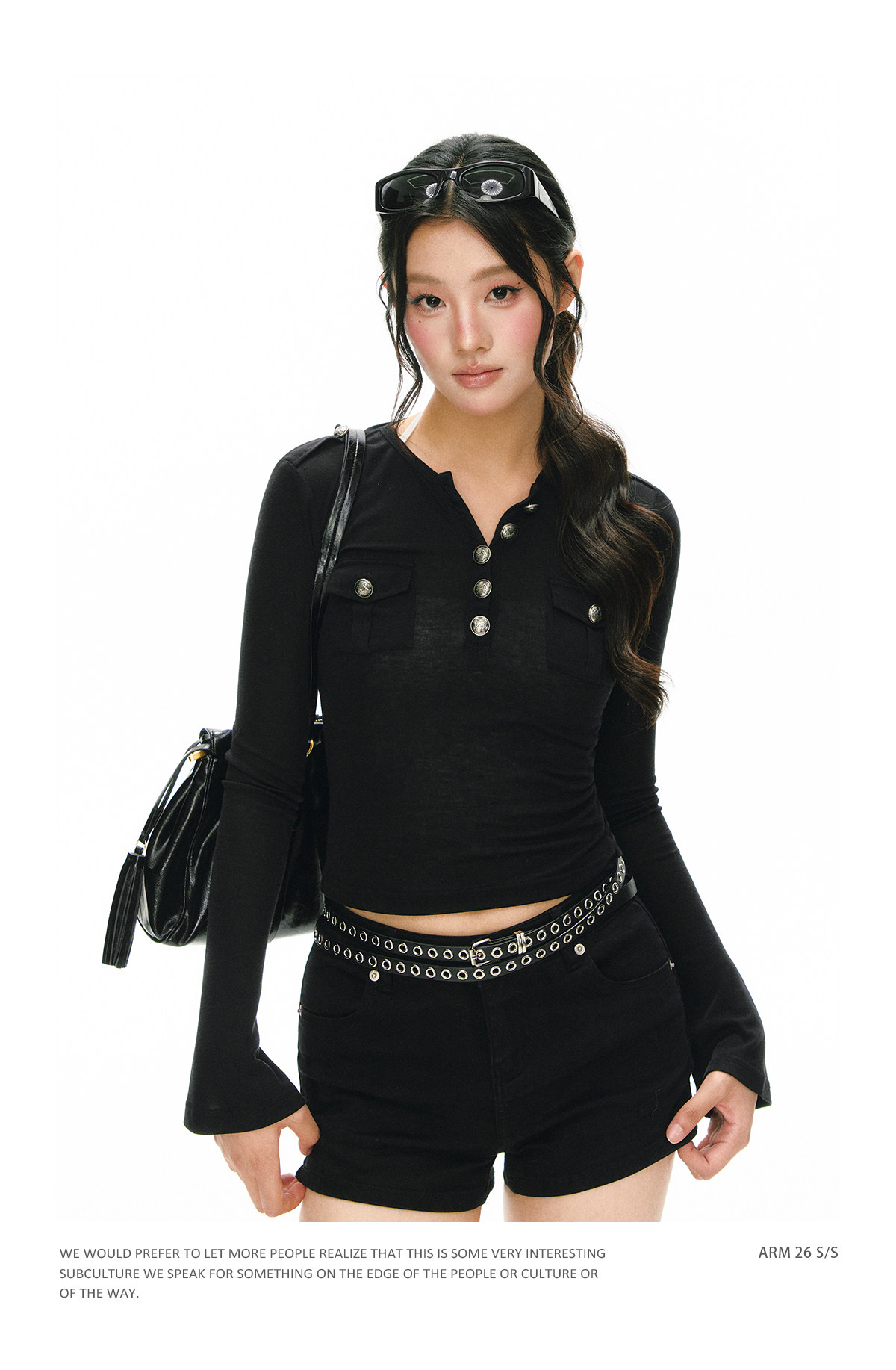 ARISEISM Black Slim-Fit Henley Top